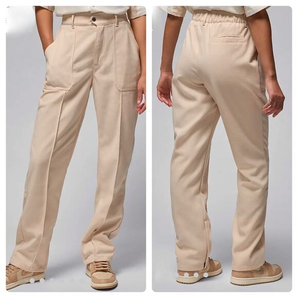 NEW Size XL Womens Nike Air Jordan Woven Straight Leg High Rise Light Brown Pant - Picture 1 of 10